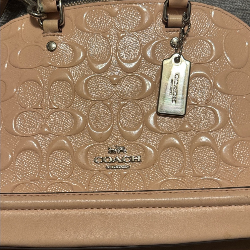 Coach Beige\ pink Embossed Satchel - Picture 2 of 6
